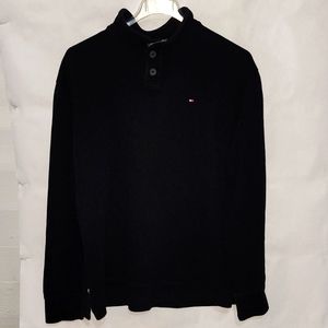 Mens size XXL Tommy Hilfiger Black 3 Button Pull Over Sweater